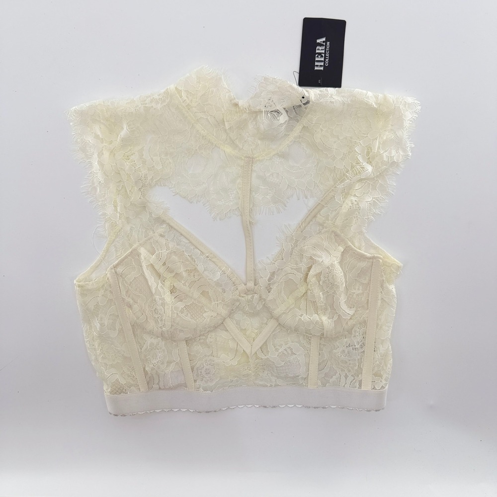 Hera Collection Floral Lace Bustier Ivory Large Romantic Coquette Bridal Corset